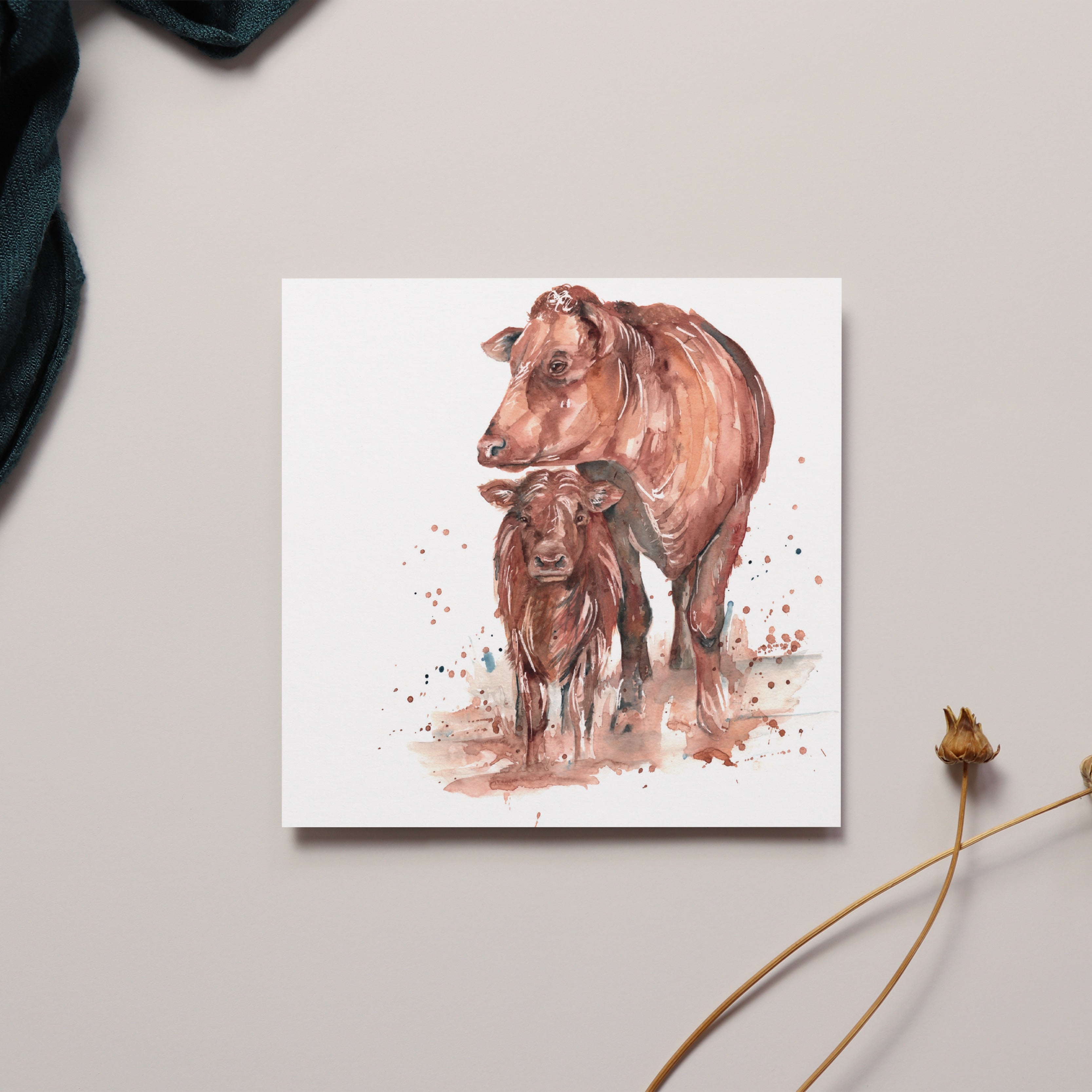 Hereford Cow and Calf Card