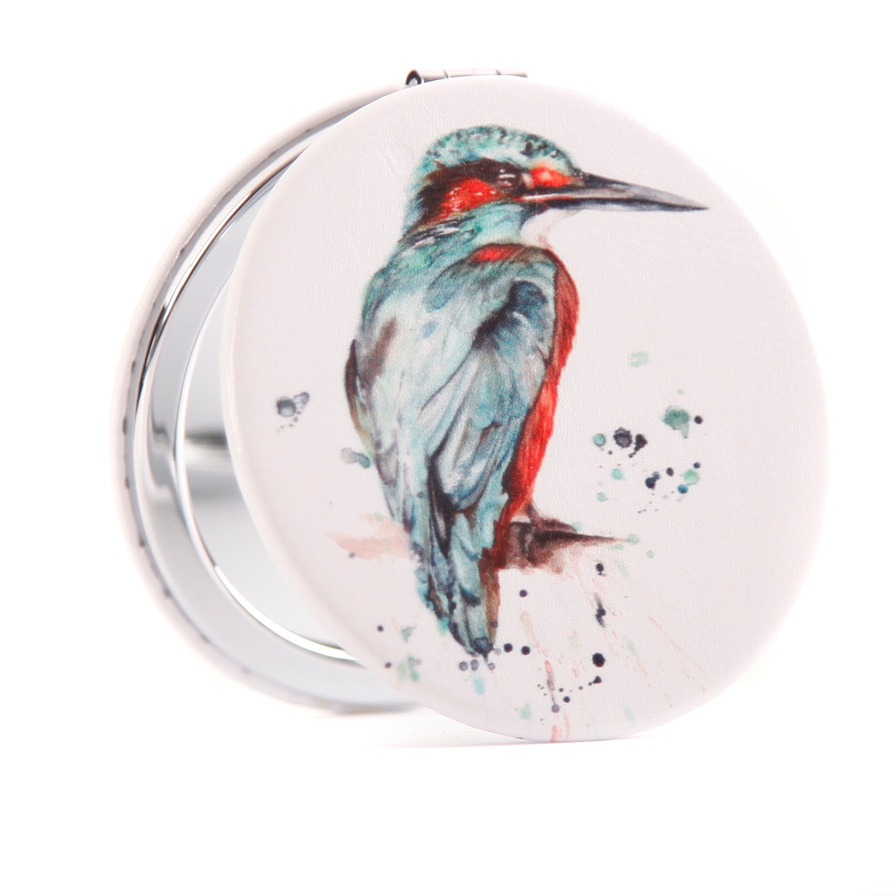Kingfisher Design Watercolour Compact Mirror