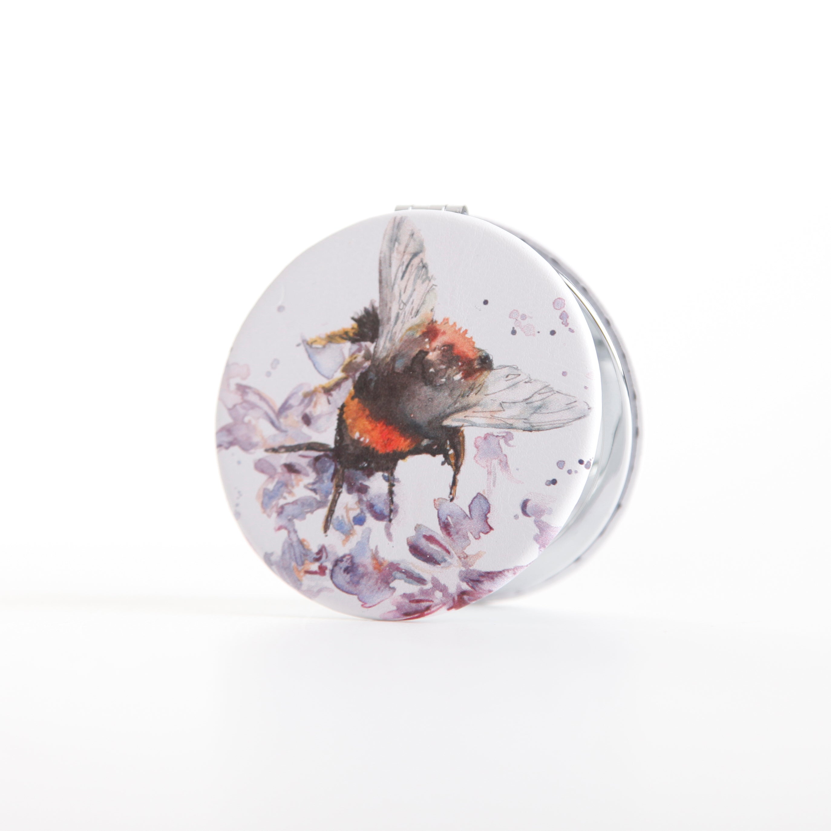 Bee on Heather Design Watercolour Compact Mirror
