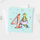 Age Four Today Birthday Card - Bug design