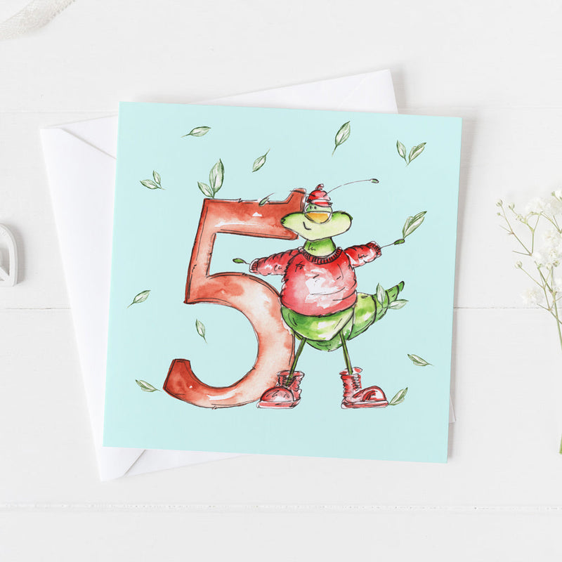 Age Five Today Birthday Card - Bug design