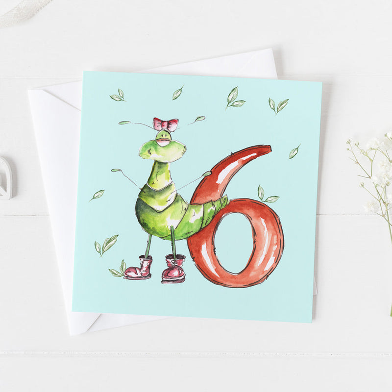 Age Six Today Birthday Card - Bug design