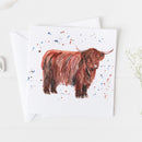 Highland Cow Watercolour Design Greeting Card