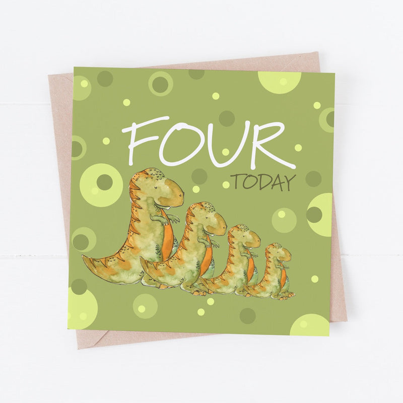 Dinosaur Four Today Birthday Card