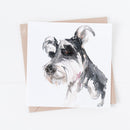 Schnauzer Water Colour greeting Card by Meg Hawkins