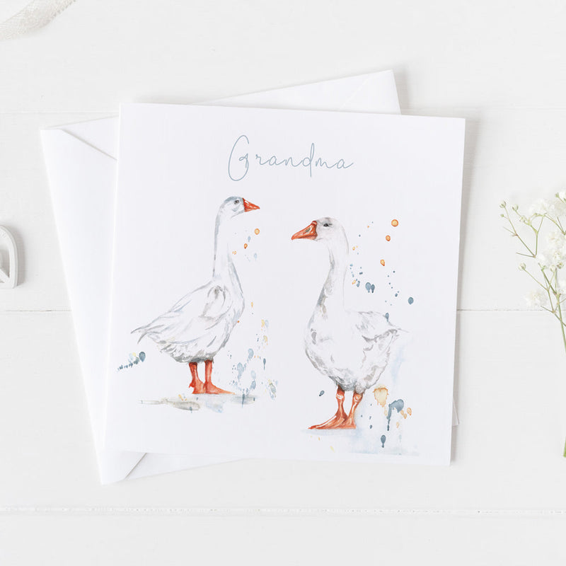 Goose Grandma Watercolour Design Greeting Card