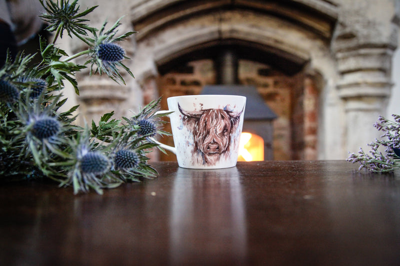 'The Hebrides' Highland Cow Design Bone China Mug