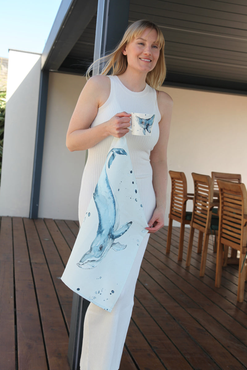 The Ocean Whale Design Cotton Teatowel