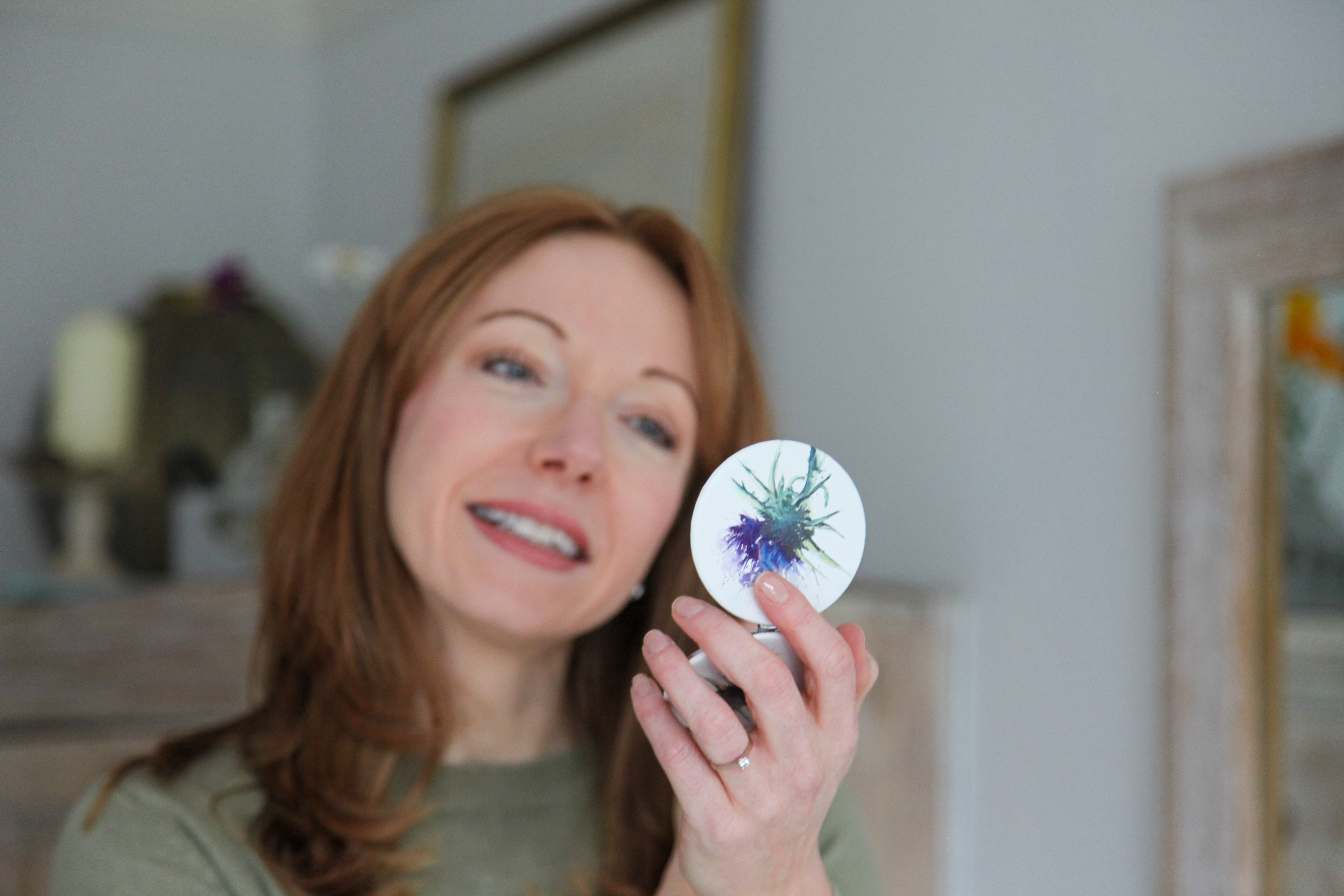 Thistle Design Watercolour Compact Mirror