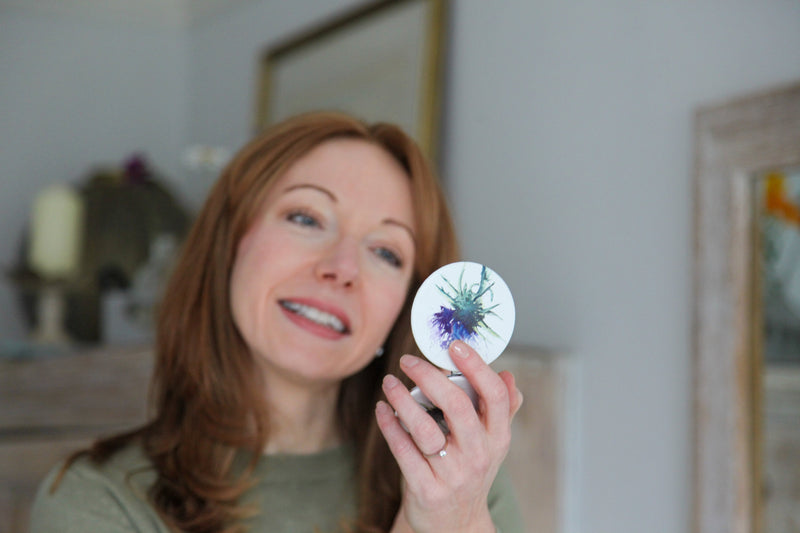 Thistle Design Watercolour Compact Mirror