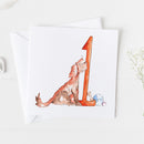 Dog 1st Birthday Watercolour Design Greeting Card