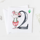 Mouse 2nd Birthday Watercolour Design Greeting Card