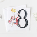 Mouse 8th Birthday Watercolour Design Greeting Card