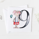 Mouse 9th Birthday Watercolour Design Greeting Card