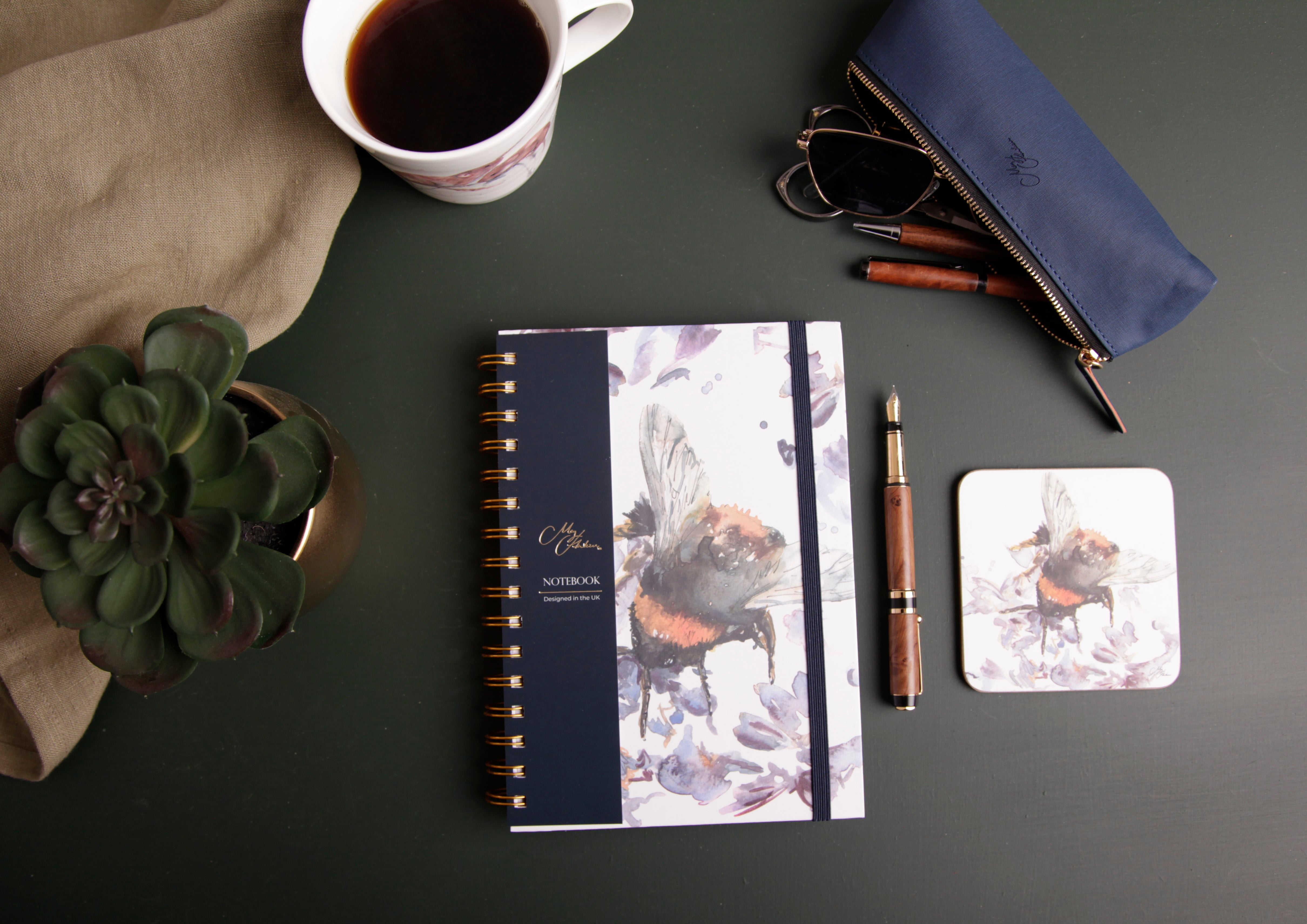 'The Orchard' Bee Watercolour Design A5 Notebook
