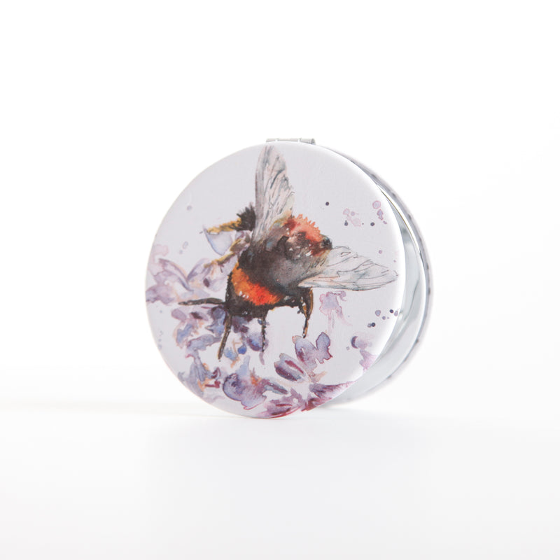 Bee on Heather Design Watercolour Compact Mirror