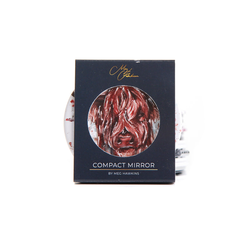 Highland Cow Design Watercolour Compact Mirror