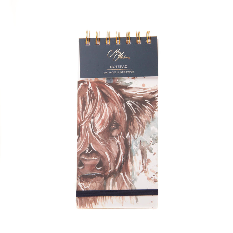 'The Hebrides' Highland Cow Watercolour Design Notepad