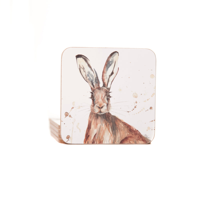 'The Meadow' Hare Watercolour Design Coasters Set of 4.