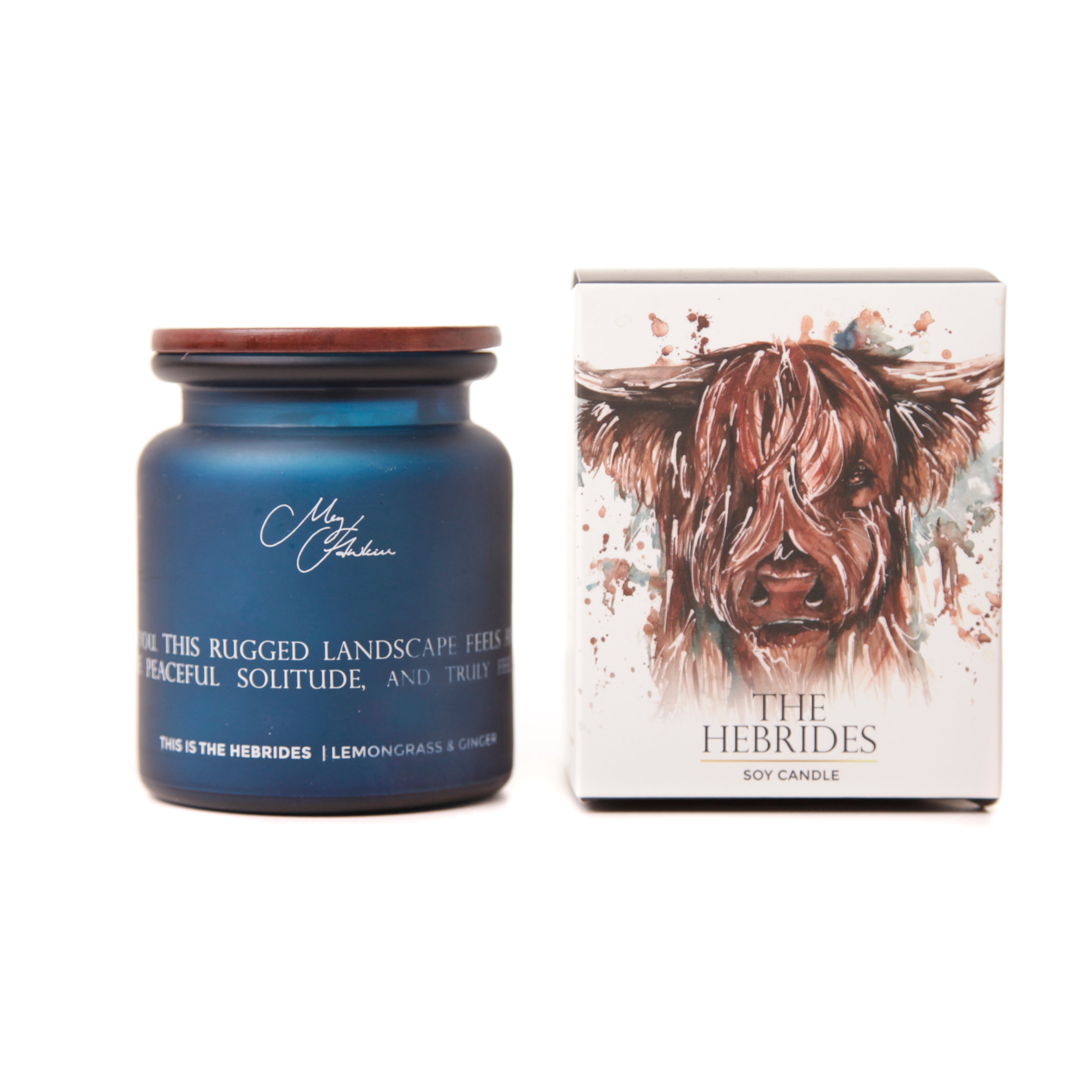 'The Hebrides' Highland Cow Design Candle