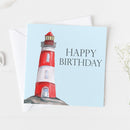 Lighthouse Happy Birthday Watercolour Design Greeting Card