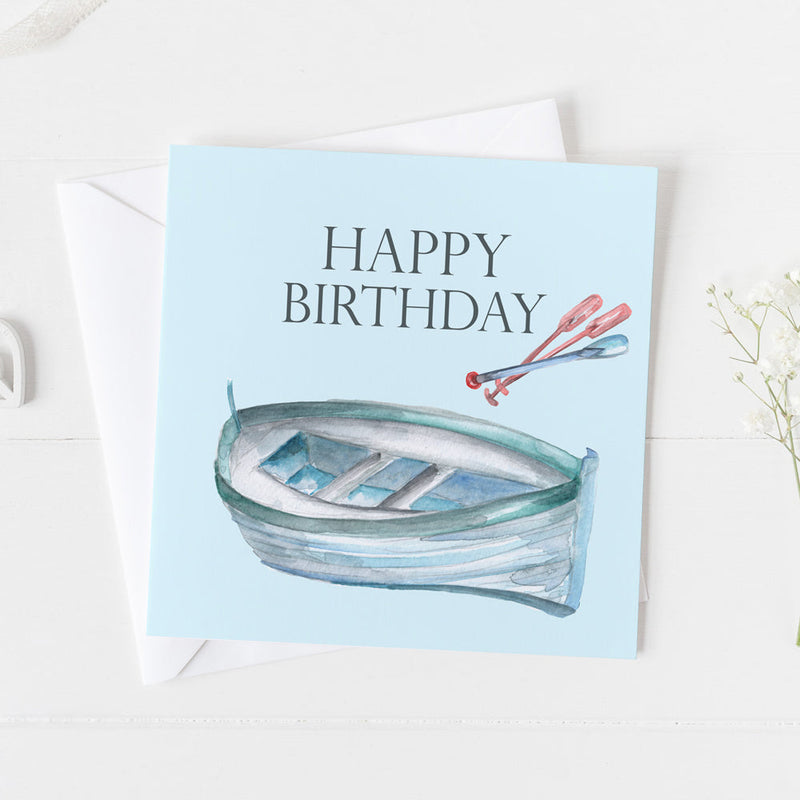 Boat Happy Birthday Watercolour Design Greeting Card