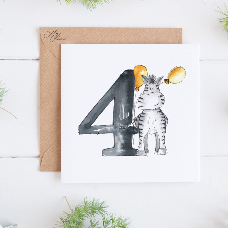 Zebra, Four Year Card By Meg Hawkins