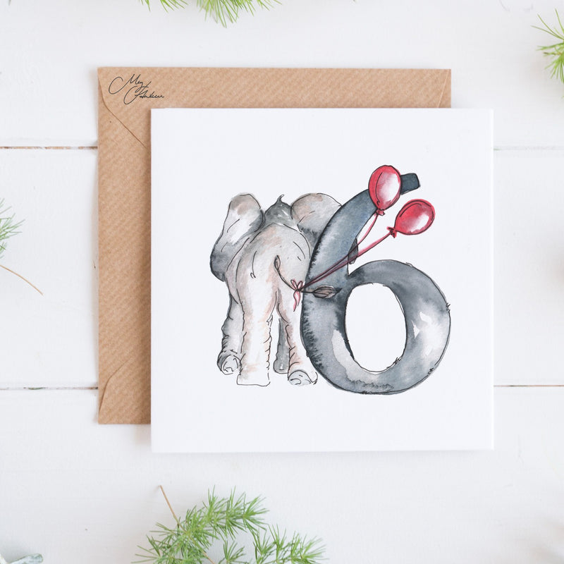Elephant, Six Year Card By Meg Hawkins