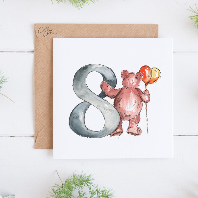 Bear, Eight Year Card By Meg Hawkins