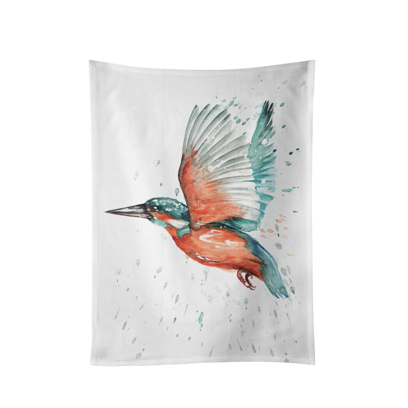 The Retreat Kingfisher Design Cotton Teatowel