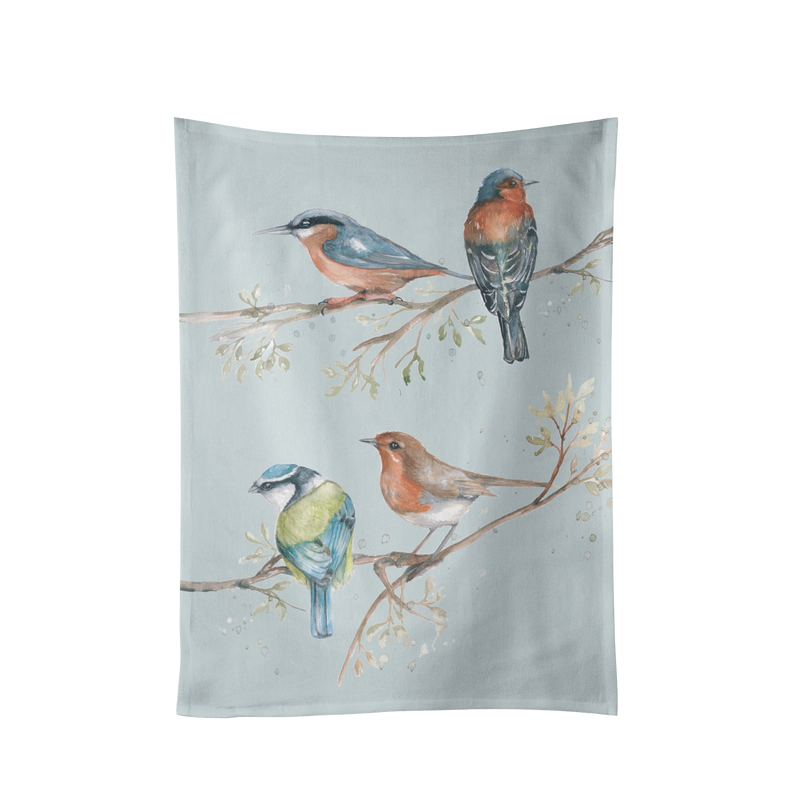 'The Lookout' British Birds Design Cotton Teatowel