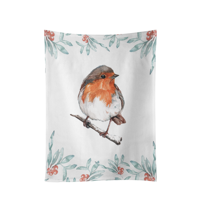 'The Hearth ' Robin Design Cotton Teatowel