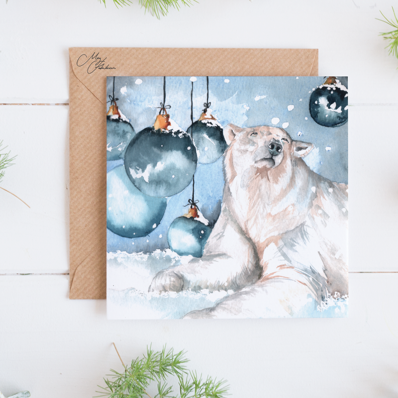 Polar Bear Design Festive Christmas Card