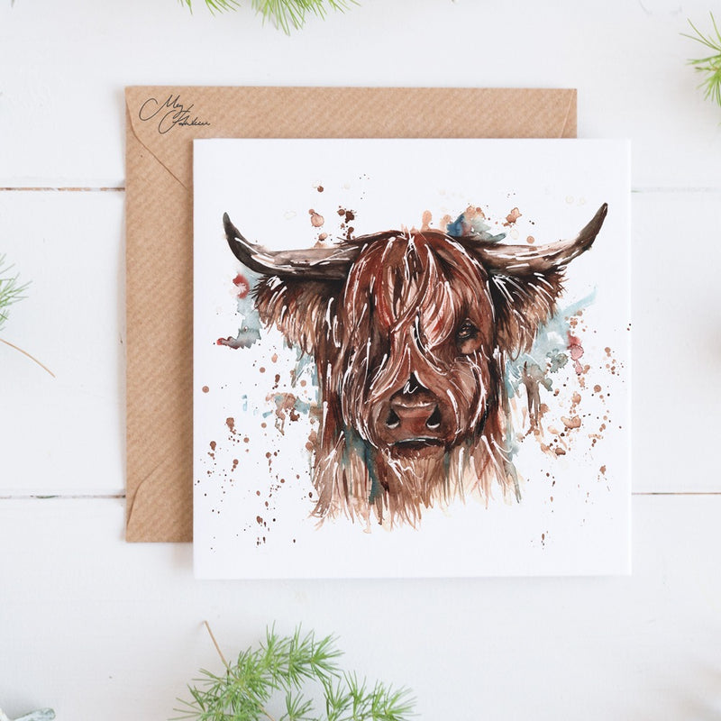 Highland Cow Design Card By Meg Hawkins