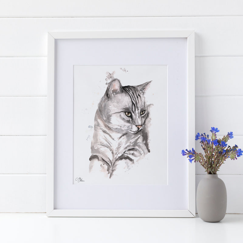 Grey Cat Watercolour