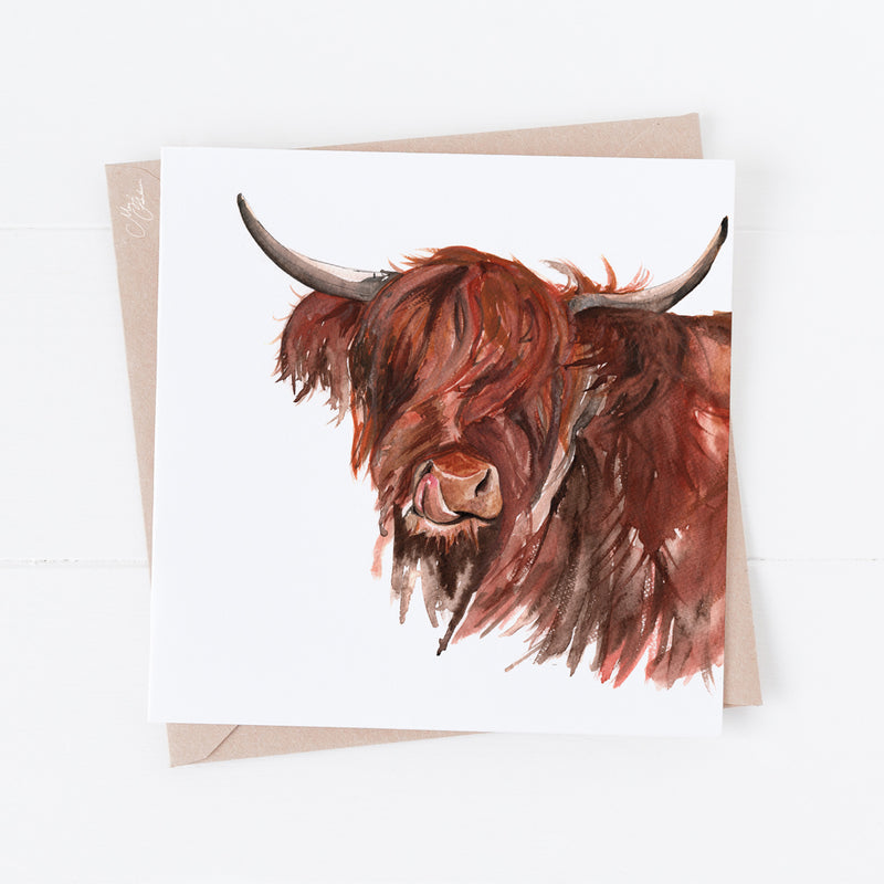 Highland Cow Greeting Card  by Meg Hawkins