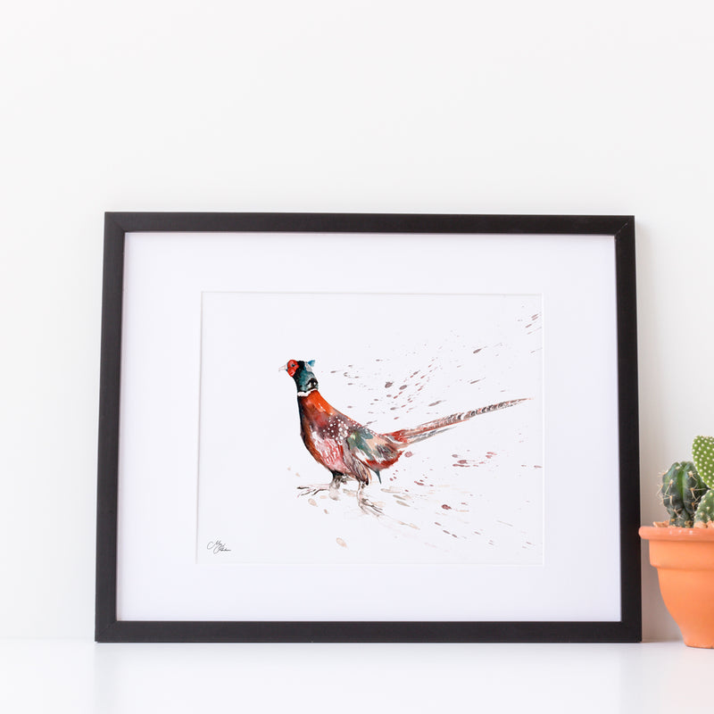 Pheasant A4 Mounted print with 14 x 11" Mount (Frame not included) By Meg Hawkins