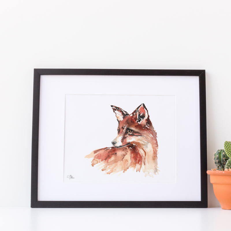 Fox A4 Mounted print with 14 x 11" Mount (Frame not included) By Meg Hawkins