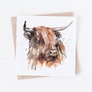 Highland Cow Greeting Card by Meg Hawkins