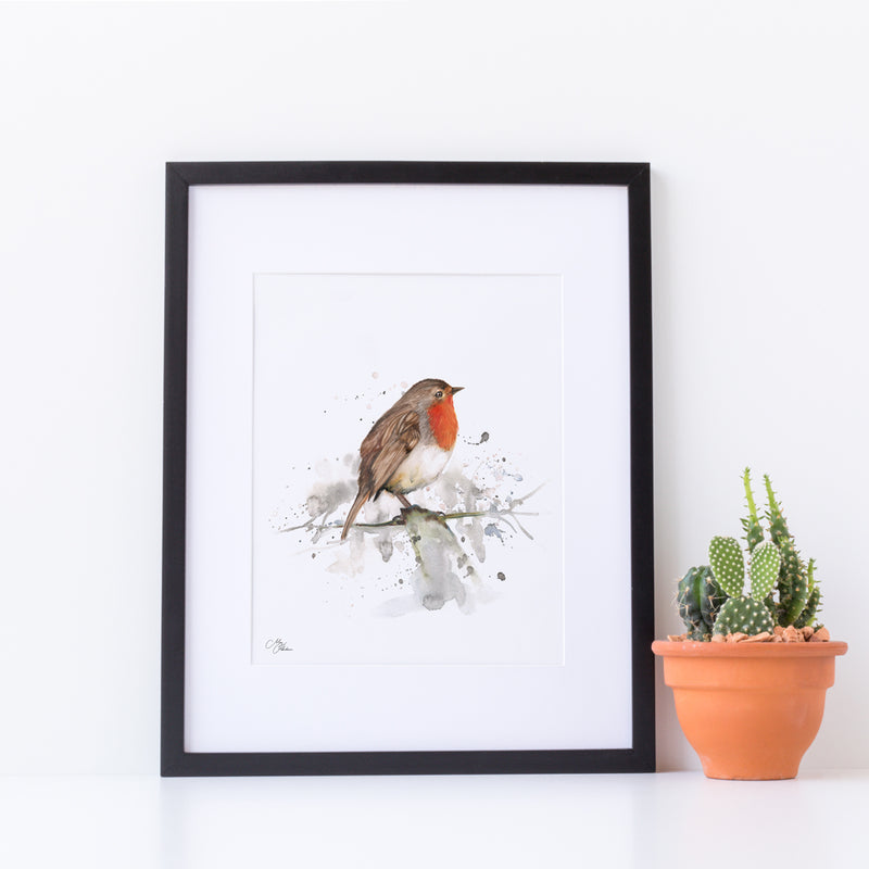 Robin A4 Mounted print with 14 x 11" Mount (Frame not included) By Meg Hawkins