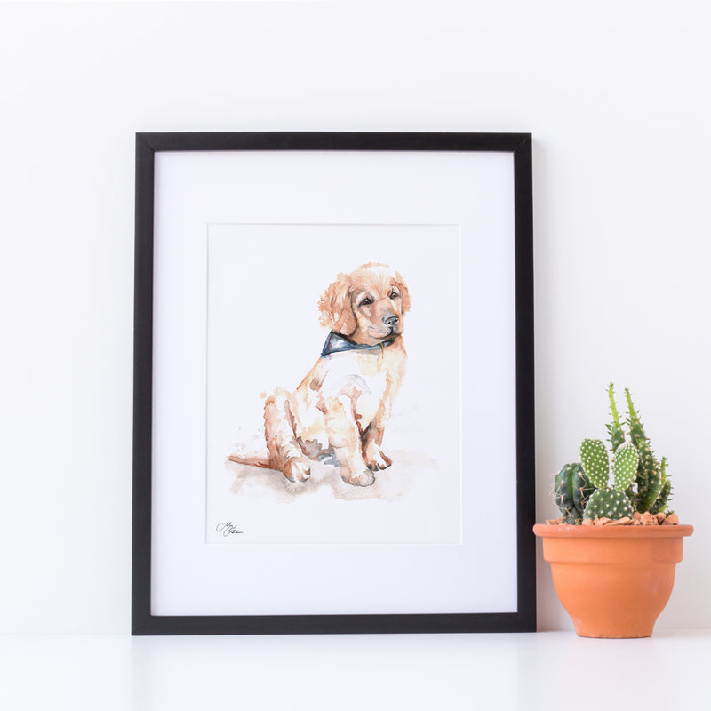 Labrador Puppy Water colour A4 Mounted print with 14 x 11" Mount (Frame not included) By Meg Hawkins