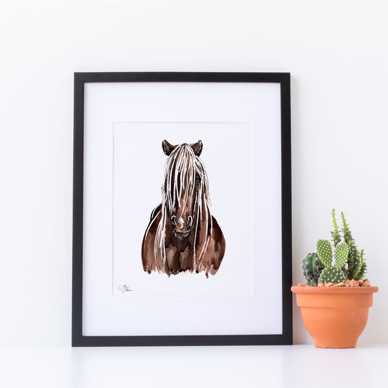 Horse Water colour A4 Mounted print with 14 x 11" Mount (Frame not included) By Meg Hawkins