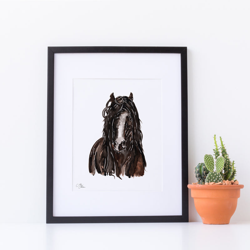 Horse Water colour A4 Mounted print with 14 x 11" Mount (Frame not included) By Meg Hawkins
