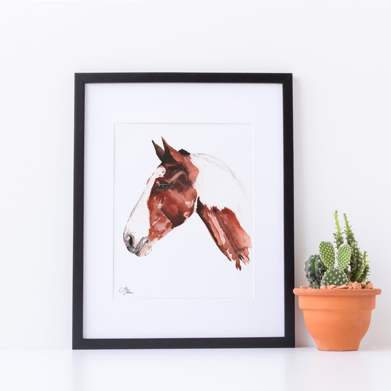 Horse Water colour A4 Mounted print with 14 x 11" Mount (Frame not included) By Meg Hawkins