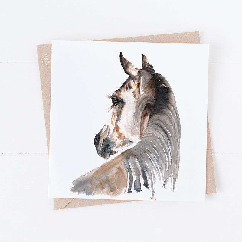 Horse Water colour Greeting Card By Meg Hawkins