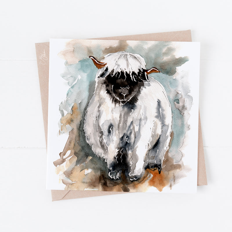 Valais Sheep Greeting Cards by Meg Hawkins