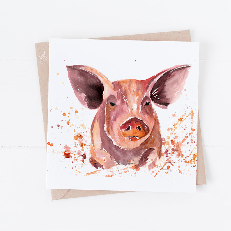 Pig Greeting Cards By Meg Hawkins