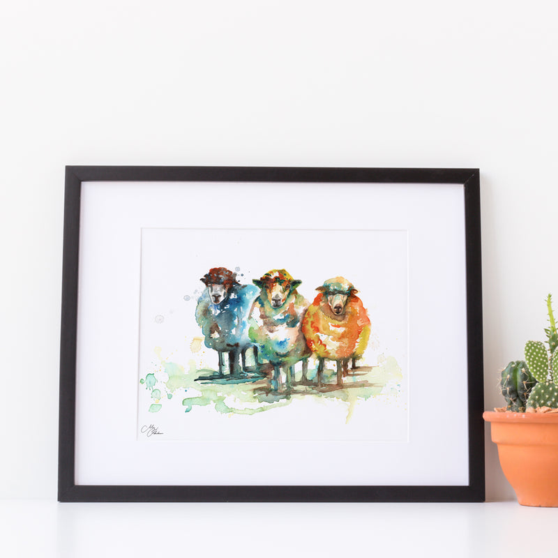 Sheep A4 Mounted print with 14 x 11" Mount (Frame not included) By Meg Hawkins