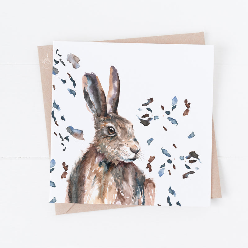 Hare greeting card By Meg Hawkins