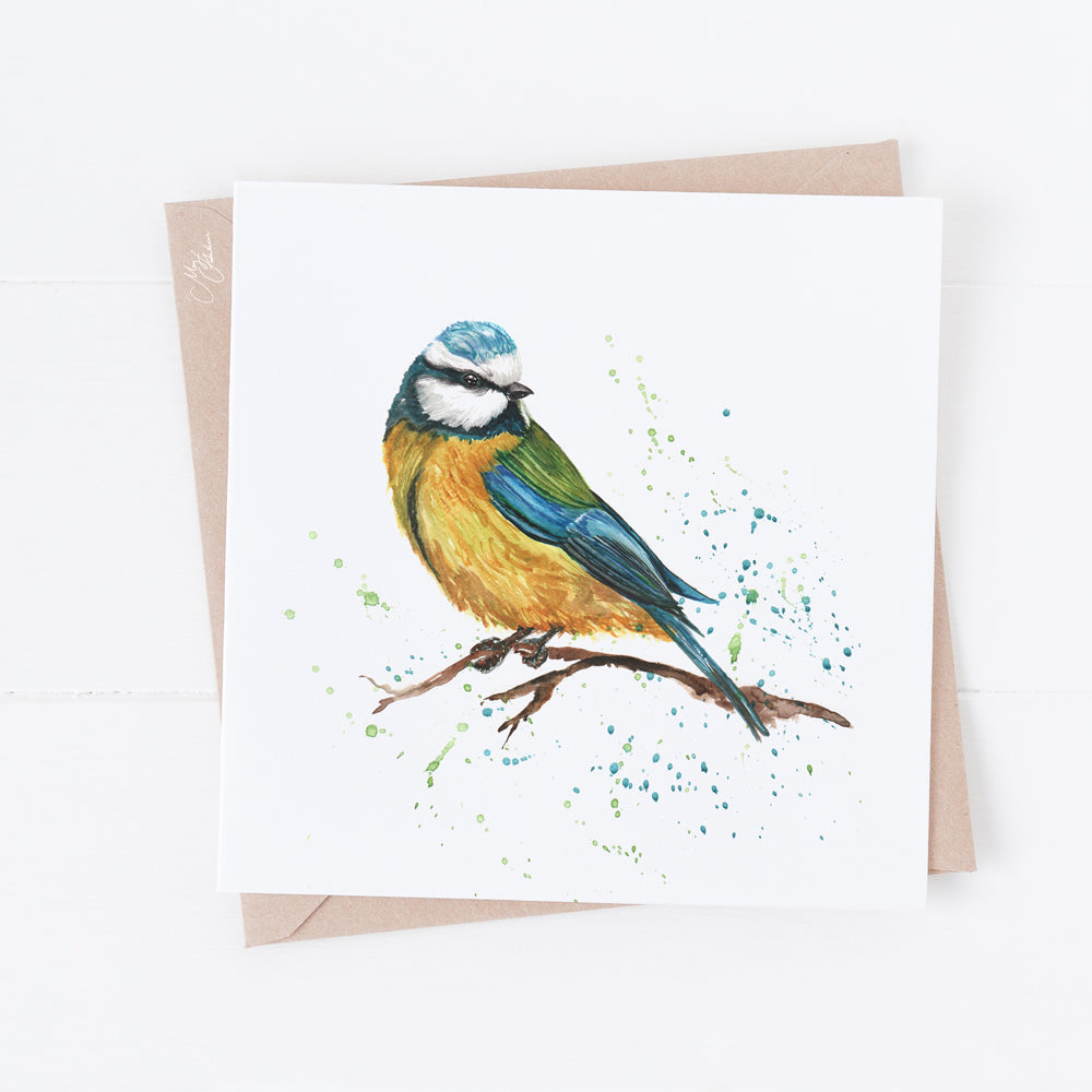 Blue Tit British Birds Greeting Card By Meg Hawkins